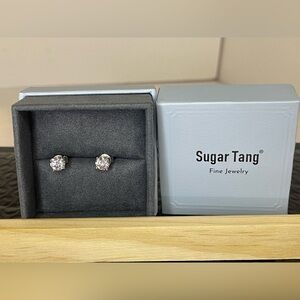 Moissanite Earrings, Diamond Stud Earrings for Women 1-3CT 18k White Gold Plated